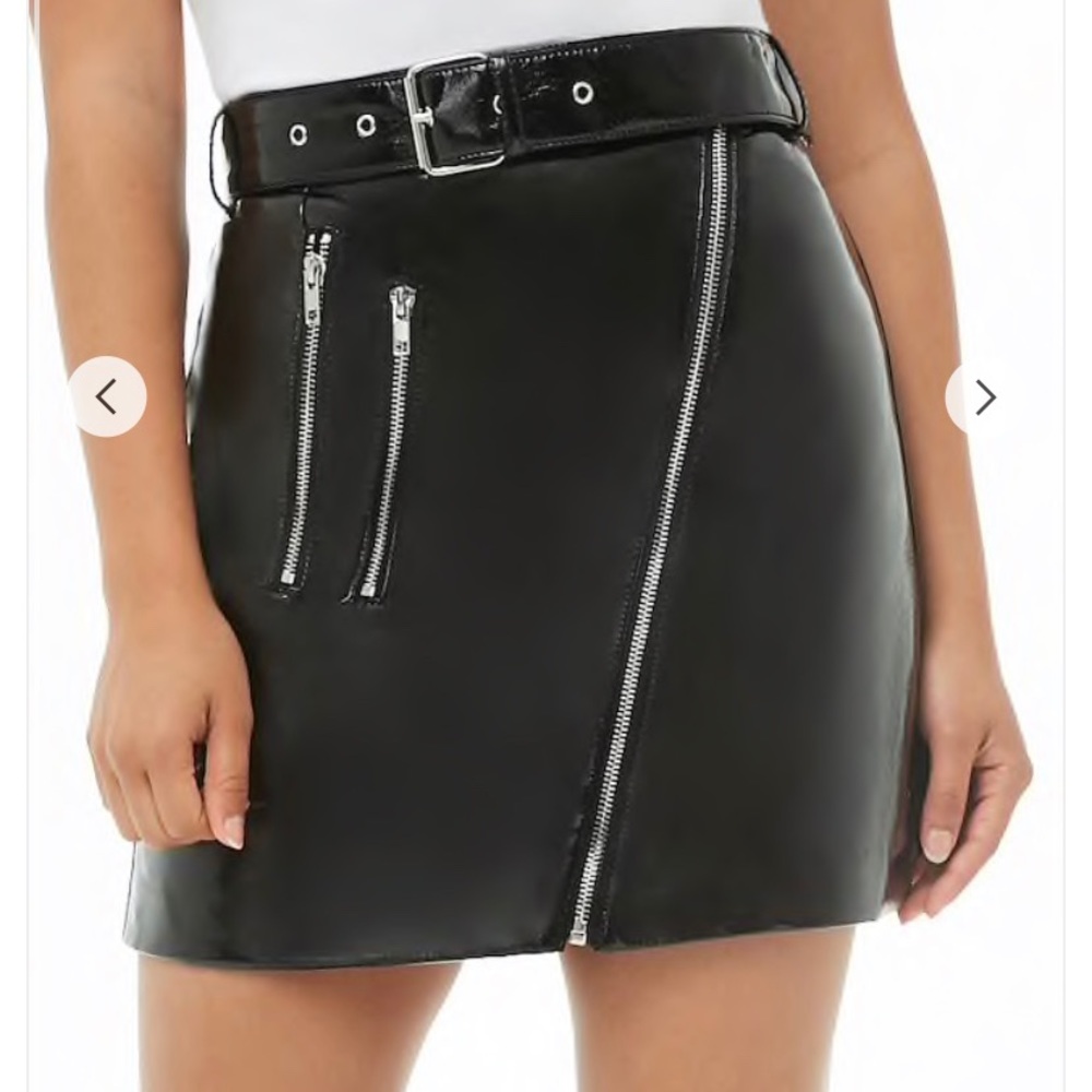 Faux Patent Leather Moto Skit